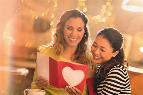 Lesbian Couple With Valentines Day Card Stock Image F0185898 Science Photo Library