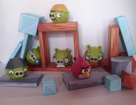 Angry Birds Pig Set Papercraft Model Paperox Free Papercraft