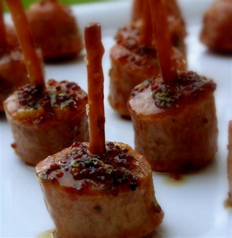 I use aidells chicken apple sausage for quality; Maple-Glazed Apple-Chicken Sausage Bites | KeepRecipes ...