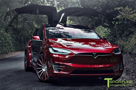 Signature Red Tesla Model X With Custom Signature Red 22 Inch Mx114 Fo