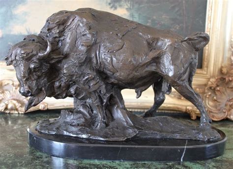 wildlife american buffalo bison bronze sculpture
