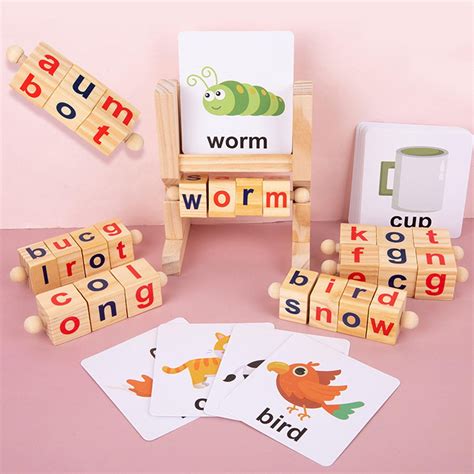 Buy Wooden Reading Blocks Short Vowel Rods Spelling Games Flash Cards
