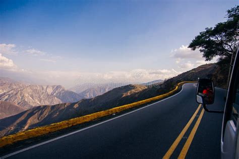 Curved Road In Mountains With Cliff Stock Photo Image Of Freedom