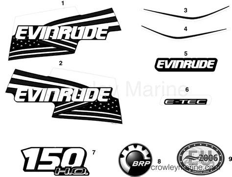 Decals 2007 Evinrude Outboards 150 E150dhlsuf Crowley Marine