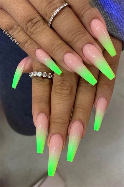 Get Ready To Make A Statement With Ombre Nails In Neon Green Stand