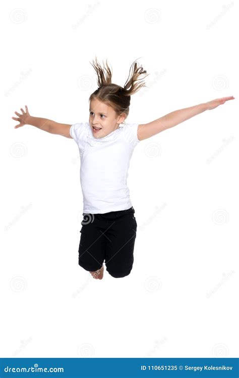 Little Girl Is Jumping Stock Image Image Of Movement 110651235