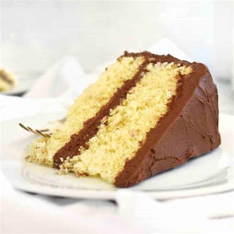 Yellow Cake With Chocolate Frosting In Fine Taste