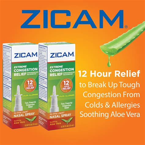 Zicam Extreme Congestion Relief No Drip Nasal Spray With Soothing Aloe Vera 05 Oz Home And Garden