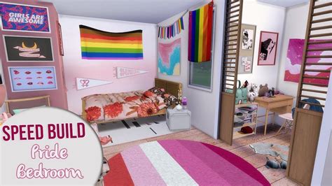 The Sims 4 Speed Build Pride Bedroom Cc Links Sims 4 Bedroom