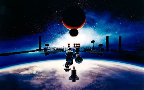 Shuttle Nasa Space Station Stars Planets Wallpapers Hd Desktop