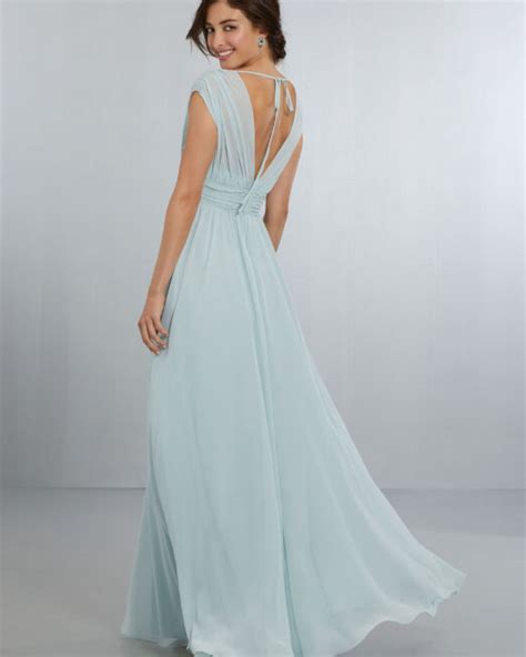 Sexy Satin Bridesmaids Dress With Deep V Neckline And Strappy Back Morilee