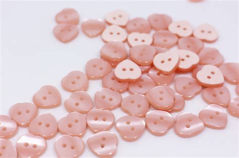 Pink Heart Buttons Pastel Pink Button Two Holes Buttons Etsy