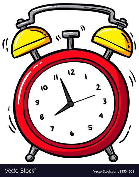 Comic alarm clock ringing and expression with wake up text. Cartoon alarm clock ringing Royalty Free Vector Image