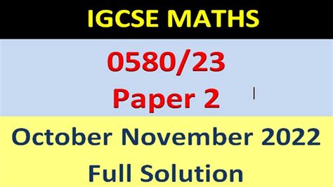 Igcse Math Paper 2 058023 October November 2022 058022on22 Full