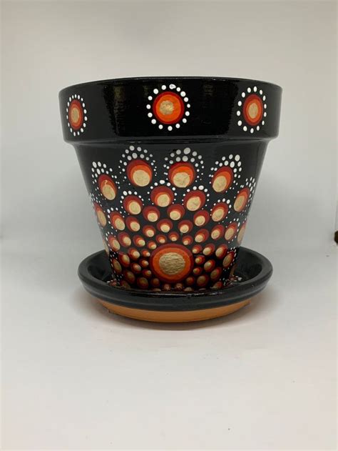 Made To Order Mandala Planter With Matching Saucer Etsy Painted