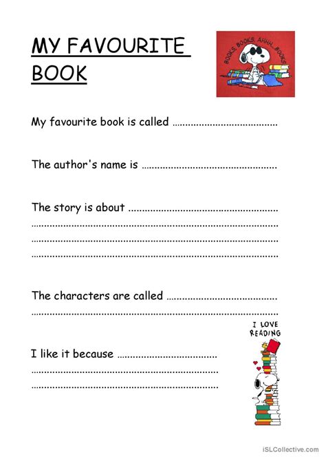 My Favourite Book English Esl Worksheets Pdf And Doc