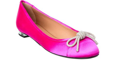 Aquazzura Parisina Crystal Satin Ballet Flat In Pink Lyst