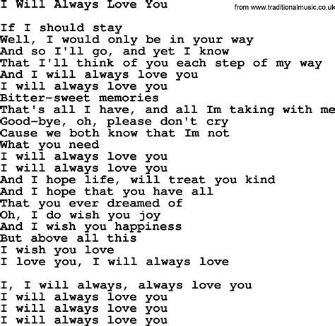 lirik lagu i will always love you dan artinya