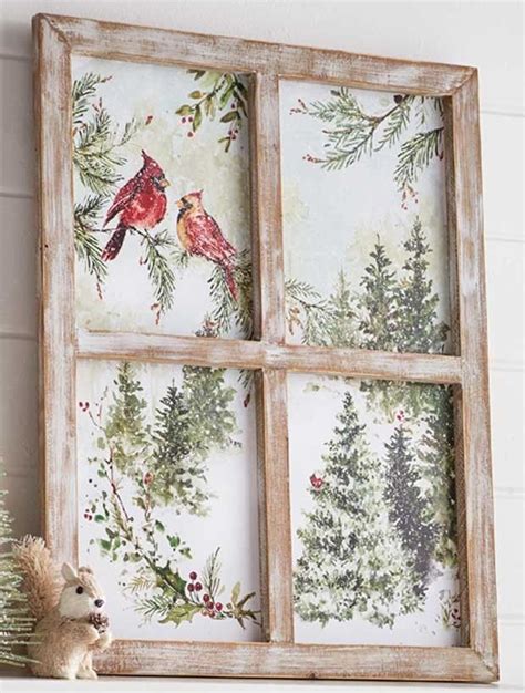 More articles about farmhouse wall decor. Window Frame Wall Decor With Cardinals | Antique Farmhouse ...