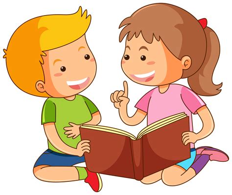 Niño y niña leyendo cuentos 375935 Vector en Vecteezy