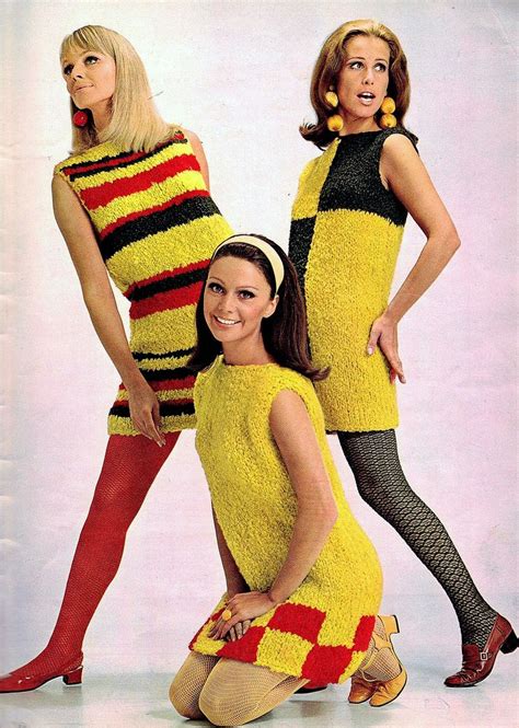 vintage everyday colourful knitting sweaters in 1967 sixties fashion 1960s mod fashion mod