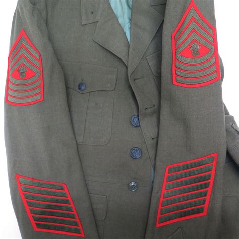 Vintage Original Uniform Wool Coat Us Army Patched Master Sergeant