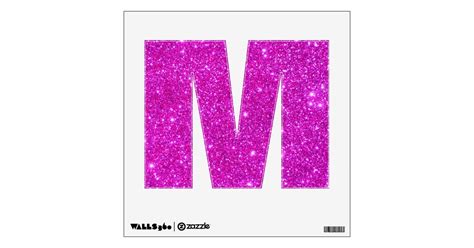 pink glitter sparkle wall decal letter alphabet m zazzle