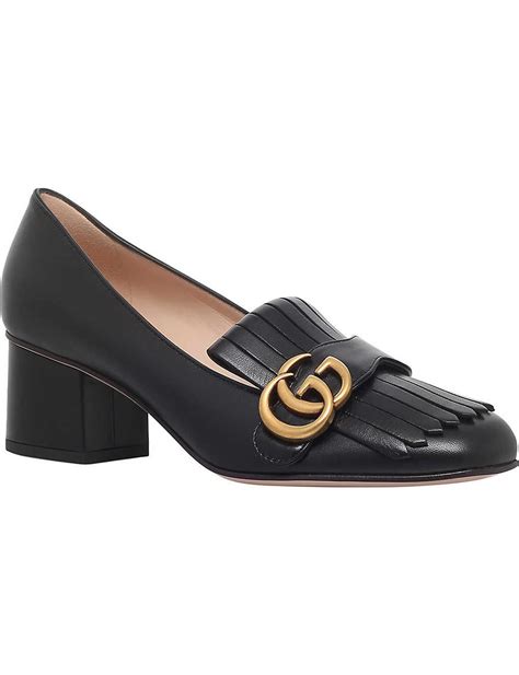 Gucci Marmont 55 Leather Mid Heel Loafers Gucci Shoes Women Heeled