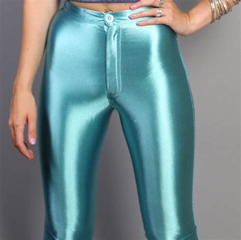 vintage 70s disco pants shiny aqua spandex wet look skinny etsy disco pants how to look