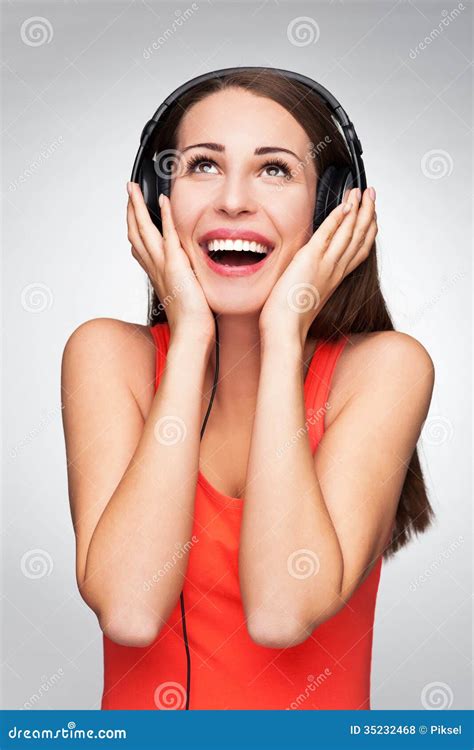 Woman Wearing Headphones Stock Photo Image Of Enjoyment 35232468