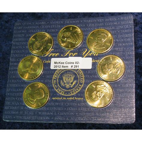 291 Seven Piece Coin History Of The Us Presidents Solid Brass Medal