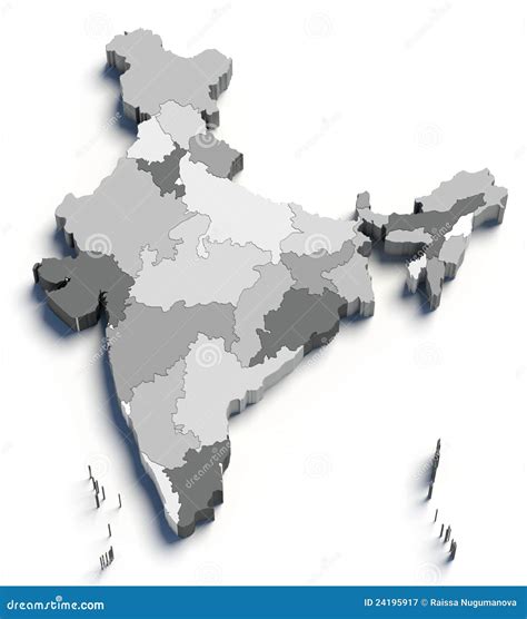 3d India Grey Map On White Royalty Free Stock Photography Image 24195917
