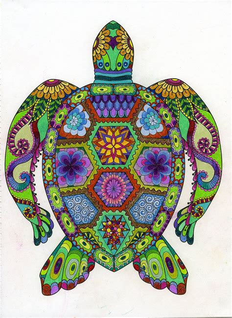 Print this color page back to the color pages. Art of Coloring Animals | Turtle painting, Mandala turtle ...