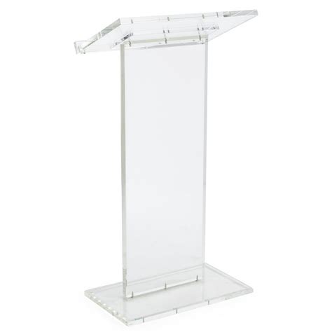 Tall Clear Podium Floor Standing Lectern With Lip For Books Or