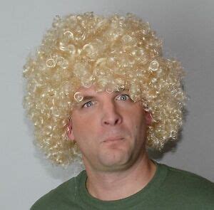 Men S Blonde Curly Fancy Dress Wig EBay