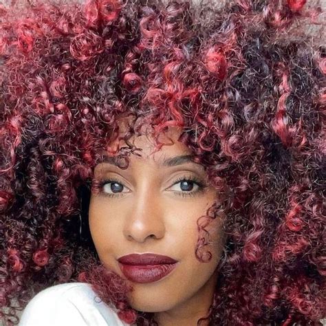 Dark Red Curly Hair With Highlights