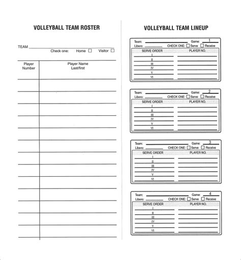 Volleyball Lineup Sheets Printable