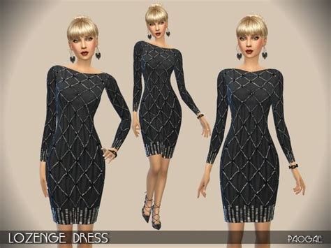 Lozenge Dress By Paogae At Tsr Sims 4 Updates Dresses Simple Black