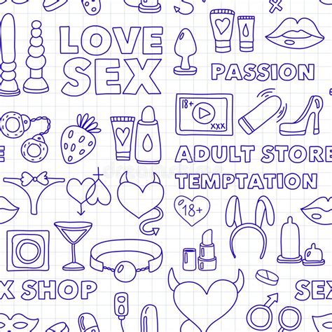 Seamless Pattern Sex Shop Adult Toys Adult Store Love Temptation Passion Stock Vector