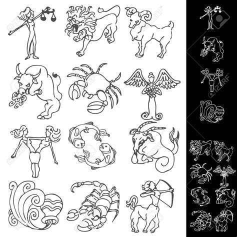 An Image Of A Set Of Zodiac Drawings Stock Vector 10391224