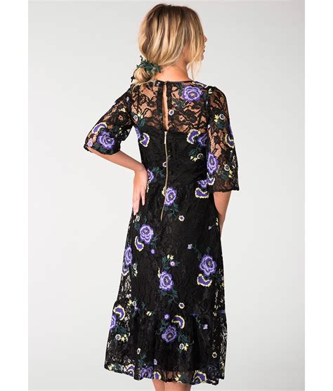 Closet London Floral Black Lace Midi Dress Alila Boutique