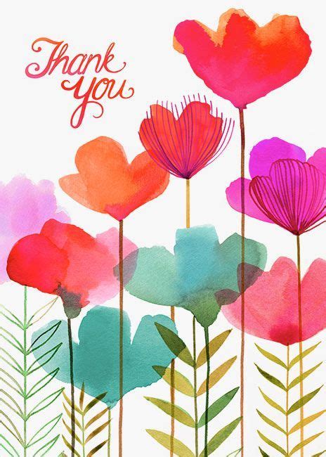 Thank You Watercolor Cards Watercolor Flowers Illustration