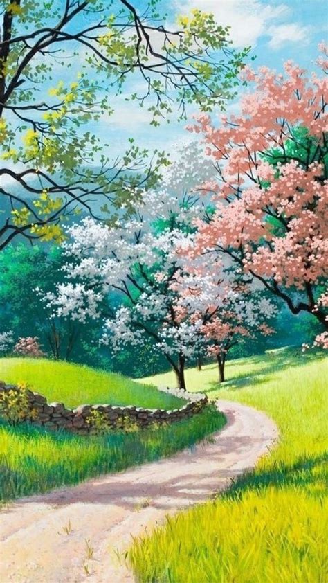 Spring Landscape Anime Wallpapers Wallpaper Cave