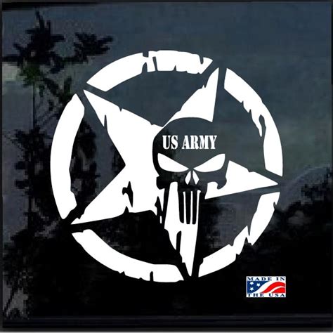 Us Army Punisher Skull Star Military Window Decal Stickers Made In Usa