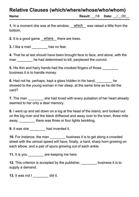 Printable Relative Clauses Pdf Worksheets With Answers Grammarism Browse Printable