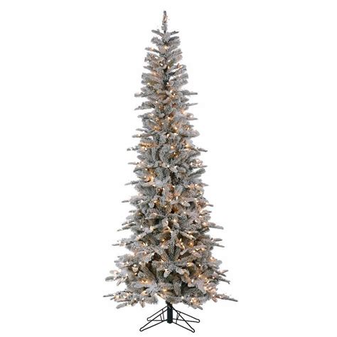 The Holiday Aisle Snow Crusted Prelit Pencil Easy Pole Flocked White