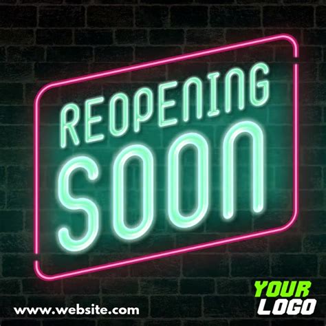 Copy Of Reopening Soon Neon Sign Display Video Postermywall