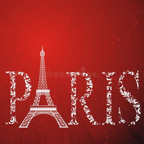 Sign Paris With Eiffel Tower Stock Vector Illustration Of Star