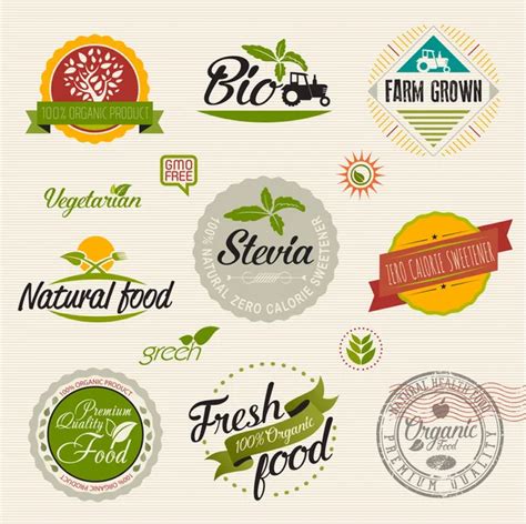 Set Of Organic Food Labels And Elements Stock Vector Image By ©variant