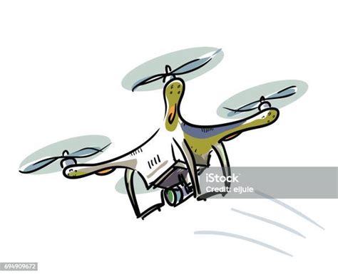 Dronequadrocopter Ilustrasi Sketsa Dengan Drone Terbang Ilustrasi Stok